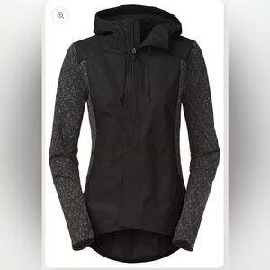The North Face Women M Dyvinity Jacket Black Hybrid Hoodie Thumb Hole Zip Pocket